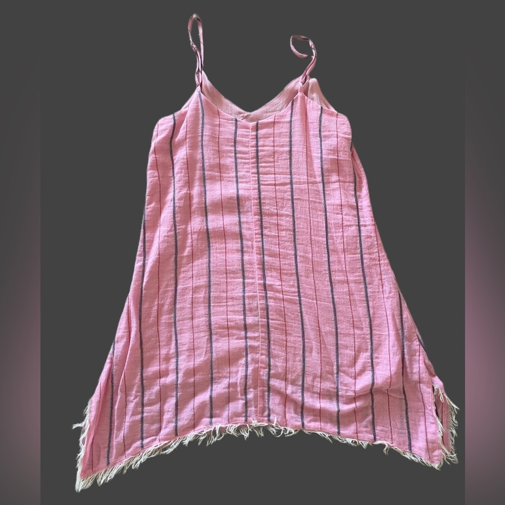 Pink dress from Anthropologie, size S, metallic vertical stripe fringe cowgirl